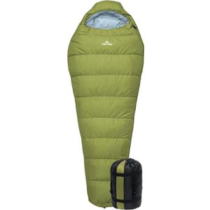 Teton LEEF Lightweight Mummy Sleeping Bag for Camping, Hiking, Backpacking; Cold Weather Option, Compression Sack Included, 20F Regular