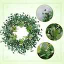 24-inch Spring Wreath Artificial Green Eucalyptus Leaves Wreath with White Berries for Front Door Corridor Garden Decoration Festival Party Wedding Office Green Decor