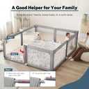 Baby Playpen Portable, Pre-Assembled Play Pen 71x79 Large Foldable Playpen for Babies and Toddlers, Sturdy and Safe Toddler Play Yard Indoor Outdoor with Carry Bag,Grey with White
