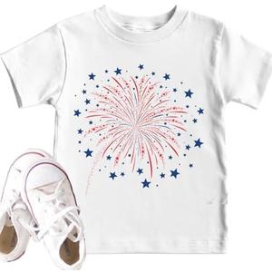 America Flag Shirts Boys Girls: 4th of July Patriotic Tee Toddler Kids USA Red White Blue Stars Striped Print T-Shirt, Size 130 