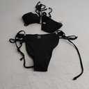 TASHEHE Women's Triangle String Bikini Set Sexy Tie Side Two Piece Swimsuit Cute Halter Bathing Suit (Medium, Black)