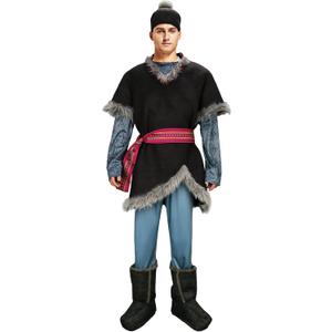 MORROWIND 5 Pieces Mens Costume Medieval Tunic Top Pants Belt Hat Boot Covers Full Set Halloween Cosplay Outfit Suit (Large)