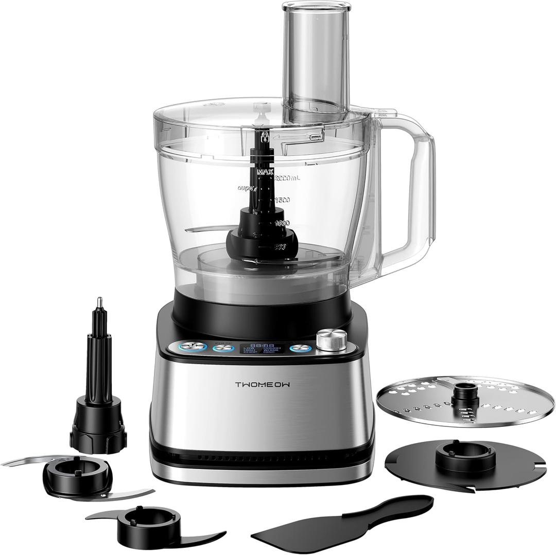 Food Processor, 4 Programs & Pulse,1000W Max Power,12 Cups Total Volume for Slicing, Mincing, Dicing, Shredding, Puree, Dough and Vegetable Chopper Clean Bowl Scraper, Stainless Steel (CG525)