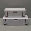 ZhiYo Cable Management Box White, 2Pack Cord Organizer Box - Extra Large and Medium Size, Cord Hider Box to Conceal Power Strips on Desk or Floor, Made from Electrically Safe ABS Material (2 Pack (L15.7'' + L12.6''))