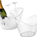 2 Pcs Ice Container 4 Liter Champagne Container Clear Acrylic Beverage Tub Party Drinks Ice Tub for Bottled Beverages, Champagne or Beer Bottles Bar Supplies