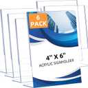 6 Pack Slanted Back Acrylic Sign Holders 4x6 for Business & Store, Tabletop Vertical Sign Holder with AntiSlip Pads Clear Display Stand, for Menus Flyers Documents Office Restaurants Party Decoration
