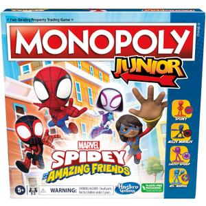 Monopoly Junior: Marvel Spidey and His Amazing Friends Edition Board Game for Kids Ages 5+, with Artwork from The Animated Series, Kids Board Games 
