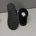 OOW 100% Genuine Suede Ankle Low Boots for Women Short Winter Snow Boot with Cozy Fur Lined (5.5, Black)