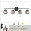 LMS 4-Light Matte Black Vanity Light, Modern Bathroom Lighting Over Mirror, Black and Brass Gold Finish with Globe Glass Shade, LMS-116-4