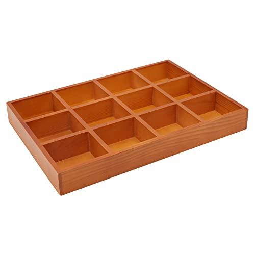 Juvale Wooden Drawer Organizer with 12 Compartments, Divided Tray for Arts and Crafts Supplies, Stationery, Small Items, 12 Grid Sorting Tray, Dark Brown (13.2 x 9.2 x 1.5 Inches)
