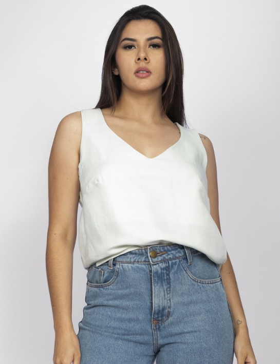 Viscose V-Mint Neck Tank Top, Small