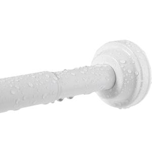 Shower Curtain Rod, 70 to 98 Inch Tension No Drill Adjustable Heavy Duty Bathroom Spring Drilling Rods for Bathroom, Anti-Slip, Rust Stainless Steel Metal White