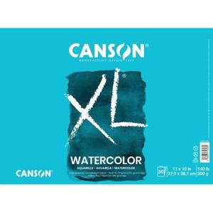 Canson XL Series Watercolor Paper Pad, 11" x 15", White, 140 lb. (300gsm), Cold Press, Tape Bound, 30 Sheets/Pad