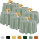 Fitable 6 Pack Sage Green Round Tablecloths - 120 Inches Round - Wrinkle and Stain Resistant Fabric Table Clothes, Washable Polyester Table Covers for Wedding, Party, Banquet, Formal Events