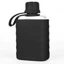 Modern Small Flask with Silicone Sleeve Mini Portable Travel Liquor Flask Clear Tritan Plastic Water Bottles, 8.2oz BPA Free Pocket Drinking Alcohol Flask for Outdoor (Black)