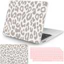 Seorsok Compatible with MacBook Air 13 Inch Model A1932 A2179 M1 A2337 Touch ID Release 2020 2019 2018 Plastic Hard Shell Case Protective Cover with 2 Pieces Pink Keyboard Cover Leopard Print