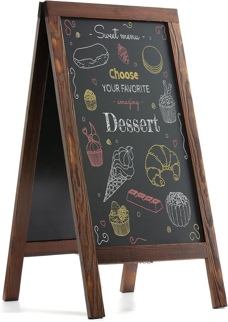 DAHAPYBOO Sandwich Board 48"x24" Solid Pine Wood Rustic Brown,Chalk Board Sign Board,Sandwich Board Signs Outdoor, Chalkboard Easel,A Frame Chalkboard Sign