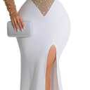 Women Sleeveless Off Shoulder Split Evening Cocktail Long Dress (X-Large, 91013-apricot)