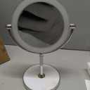 KDKD Lighted Makeup Mirror 1X 7X Magnification Double Sided Round Shape with Base Touch Button, Cordless and Rechargeable (Abs+chrome)