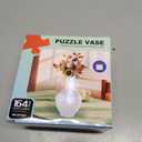 3D Puzzle Vase for Adults, 164 Piece Unique Flower Vase, Crafts for Adults, Home Decor Gift for Flower Arrangements (B- Navy Floral Pattern)