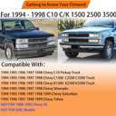 Pair Headlights Assembly Set For 1994 1995 1996 1997 1998 Chevy C10 Silverado Pickup For 1994-1999 Suburban/Tahoe C/K1500/2500/3500 Truck Replacement Headlamps W/Corner and Bumper Light