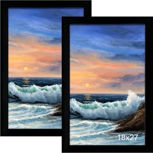 LUCKYLIFE 18x27 Picture Frame, Wall Hanging Poster Frames, Display Pictures 18 x 27 without Mat, Pack of 2, Black