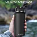 Navigate 32 oz Insulated Stainless Steel Sports Water Bottle with Spout & Handle Lids,Wide Mouth Water Jug with Double Walled Leak Proof Keep Cold for 24 Hrs Hot for 12 Hrs,Black