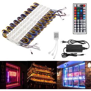 BEAMNOVA 50Ft Commercial RGB Storefront Light Kit for Business with Remote Control, 12v Power Supply Transformer, 100Pcs 3-LED Outdoor Adhesive Waterproof Strip Lights