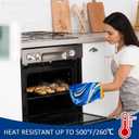 Cute Oven Mitts Heat Resistant Silicone Surface Oven Gloves with Quilted Liner Extended Non-Slip Pot Holders for Kitchen Baking Cooking Grilling(Blue Marble)