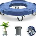 Plant Rollers with Wheels, 15-19 Inch Adjustable Bucket Dolly with Locking Wheels 440 LBS Heavy Duty Drum Cart Plant Caddy with Wheels Plant Mover Base, Blue