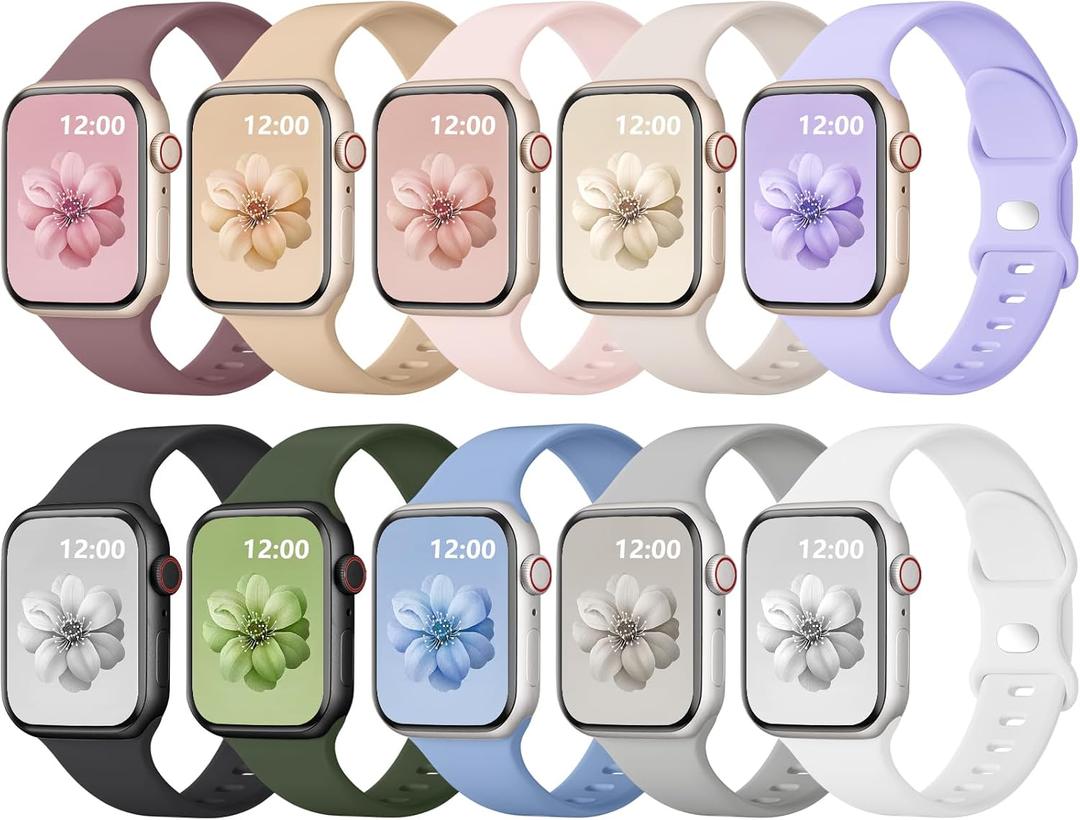 2 x Wepro Sport Band Compatible with Apple Watch Band 38mm 40mm 41mm 42mm 44mm 45mm 46mm 49mm Women Men, Soft Silicone Strap Compatible for iWatch Series 10 9 8 7 6 5 4 3 SE Ultra/Ultra 2