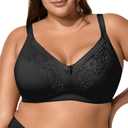 Minimizer Bras for Women Full Coverage No Underwire Plus Size T-Shirt Unlined Bra Black 105D