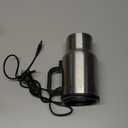 12V Car Heating Cup, 450ml/ 15oz Stainless Steel Travel Coffee Cup Electric Insulated Heated Thermos Mug with Cigarette Lighter for Most Vehicles