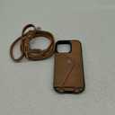 LUCKYCOIN for iPhone 16 Pro Leather Wallet Case,Brown Crossbody Phone Case | with Adjustable Removable Wrist Strap,with Card Holder,Crossbody Lanyard Case,for Woman,Travel Flip Phone Purse Case (TAN)
