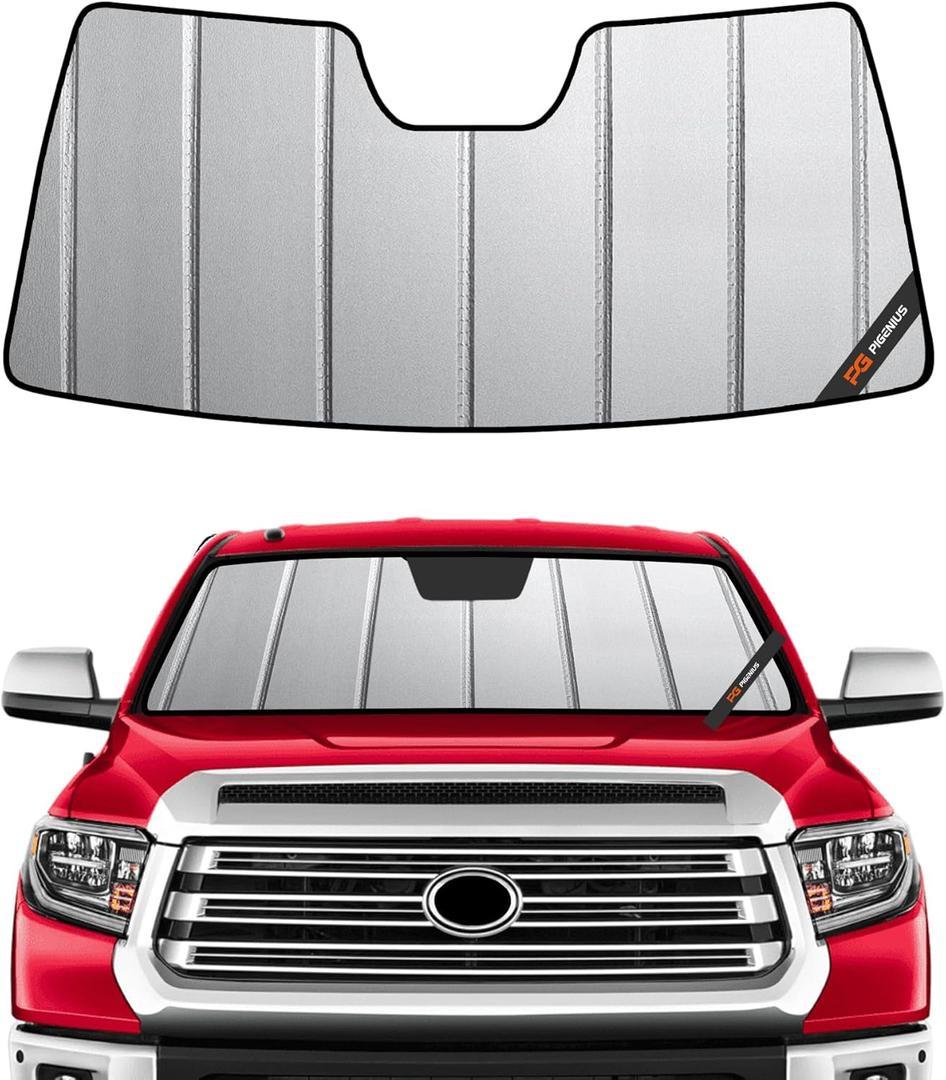 Pigenius Windshield Sun Shade for Toyota Tundra 2014-2021 Front Window Sunshade - Safeguard (Gray)