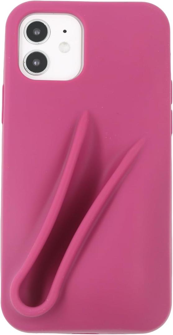 Soft Touch Silicone Lip Gloss Phone Case for iPhone 12/12 Pro, Minimalist Matte Design, Shockproof & Anti-Fingerprint Cover (Deep Burgundy)