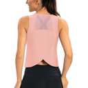 ICTIVE Workout Crop Tops for Women Yoga Cross Sleeveless Gym Mesh Back Running Tank Muscle Shirts Pink XL (Pink, XL)
