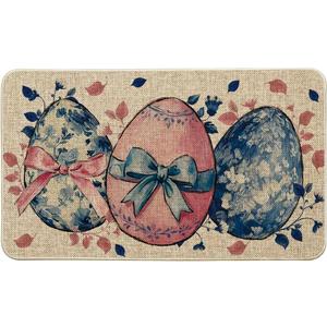 Artoid Mode Bunny Rabbit Eggs Bow Easter Doormat, Home Decor Low-Profile Switch Rug Door Mat Floor Mat for Indoor Outdoor 17x29 Inch