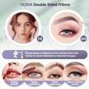 20X/1X Magnifying Mirror with Light, Makeup Mirror with Lights, Double Sided Magnifying Mirror with Magnification, Portable Lighted Desk Mirror with Storage, 3 Color Lights, 360Rotation