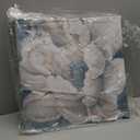 Bathroom Flower Picture Wall Art Blossom Teal White Floral Framed Painting Canvas Print with Hand Painted for Home Bedroom Decor 12 x 12 inches