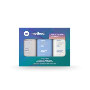 Method Body Wash and Hair Care Gift Set, Simply Nourish, 3.4 oz Travel Size Bottles