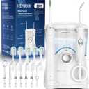 Water Flosser & Ultrasonic Electric Toothbrush Combo, 600ML Water Dental Flosser with 7 Jet Tips, 10 Adjustable Water Pressure, 5 Toothbrush Heads for Home Use, Gums, Braces (White)