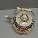 Floral Ceramic Enamel Teapot Tea Kettle for Stovetop,Large Porcelain Enameled Teakettle (white) (2.4L, white2), 2.5 Quarts