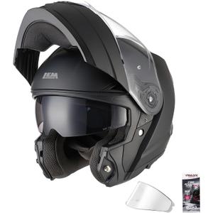 LEM Motorcycle Helmets Modular Fiberglass, Full Face Motorcycle Helmet Flip Up, DOT Certified, Release Sun Visor & Removable Liner, Lightweight Street Bike Helmet (Matte Black,M) LF04 Carver