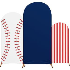 3 Set Baseball Theme Arch Backdrop Stand Covers Sport Background Arched Stretchy Fabric Backdrop Cover for Boys Birthday Baseball Party Decoration (), 4 x 1.65 ft, 5 x 2.1 ft, 6 x 2.6 ft
