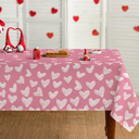 Horaldaily Valentine Tablecloth 5270 Inch Rectangular, Heart-Shaped Pattern Sketchy Style Red Washable Festive Table Cover for Party Picnic Dinner Decor