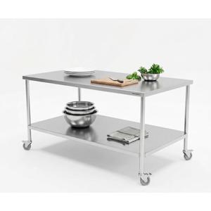 Stainless Steel Mobile Prep Table with Powder-Coated Mild Steel Frame, 
 30X48 Inches
