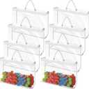 12 Pack Clear PVC Toy Storage Bag with Zipper, Plastic Toy Storage Bags with Handle, Dust-Proof and Waterproof Toy Organizer Bags, Portable Handheld Toy Travel Bag for Blocks Set, Puzzles, Small Toys