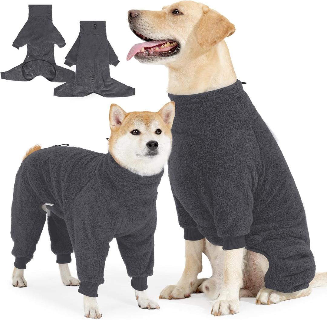 Fleece Dog Sweater for Small Medium Large Dog for Run Walk Sleep Pet Winter Jacket & Windproof Clothes Coat Large Grey, L