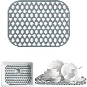 Sink Protectors for Kitchen Sink 13x11 &16x12 &19x13 &19x14 &21x16 &22x13 &24x13 &26x14 &28x14 &30x14 &30x16, Farmhouse Silicone Mats Grid for Bottom (16.7x12.5)